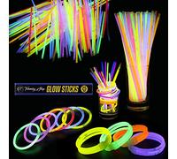 Décoration d'anniversaire - Lot de 25 bâtons lumineux de qualité supérieure avec connecteurs : idéal pour la décoration de mariage, cadeau de mariage, bracelets, cadeaux de fête pour enfants