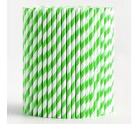 Trimming Shop Lot de 250 pailles en Papier | Pailles en Papier | Pailles à Cocktail | Pailles jables | Pailles en Papier à Rayures Vertes Blanches