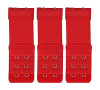Trimming Shop Lot de 3 extensions de soutien-gorge à 2 crochets et 3 rangées, 32 mm de large, douces et confortables pour femme, pour la maternité, l'allaitement, un usage quotidien, rouge