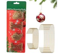 Trimming Shop Lot de 300 crochets décoratifs en fil de C doré - Cintres métalliques flexibles pour arbres de Noël, décoration d'Halloween, mariages, fêtes et événements - 2 tailles : 3,5 cm et 6,5 cm