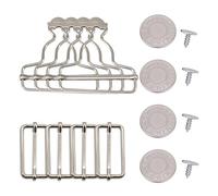 Trimming Shop Lot de 4 boucles de salopette avec curseur rectangulaire Tri-Glide et boutons sans couture pour jarretelles, salopettes, bretelles, combinaisons, argent, 40 mm