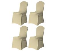 Trimming Shop Lot de 4 housses de chaise en élasthanne polyester extensible sur le devant pour salle à manger plates, lavables et amovibles pour chaise, banquet, cérémonie et dîner d'hôtel (champagne