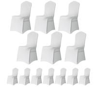 Trimming Shop Lot de 40 housses de chaise blanches en élasthanne pour devant plat, tissu extensible, amovible et lavable pour décoration de mariage, banquet, cérémonie, hôtel, salle à manger, fête