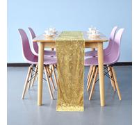 Trimming Shop Lot de 5 chemins de table en velours écrasé doux lavable à paillettes pour mariage, banquet, cuisine, anniversaire, vacances, dîner - Doré - 33 x 274 cm