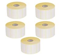 Trimming Shop Lot de 5 rouleaux d'étiquettes autocollantes blanches rectangulaires pour impression, adresse, envoi, prix, 2000 étiquettes sur chaque rouleau, 50 mm x 25 mm, noyau de 25 mm