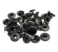 Trimming Shop Lot de 50 boutons pression à ressort en S de 15 mm, durables et légers, durables et légers, pour vestes, loisirs créatifs, couture, vêtements, sacs à main, noir métallisé