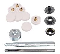 Trimming Shop Lot de 50 boutons-pression de 15 mm avec fermoirs en métal noir, boutons pression sans couture avec outils de fixation pour maroquinerie, vestes, sacs à main, sacs à main, blancs