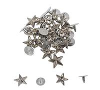 Trimming Shop Lot de 50 clous en forme d'étoile avec rivets à l'arrière en métal de 11 mm pour vestes en cuir, chaussures, sacs, loisirs créatifs, loisirs créatifs et décoration de vêtements Argenté