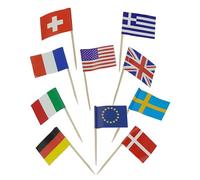 Trimming Shop Lot de 50 décorations de gâteaux en Forme de Drapeau de 10 Pays différents - pour la Coupe du Monde 2022 - Mini Piques à Cocktail, Sandwich, Nourriture, Fruits, café, événements royaux,