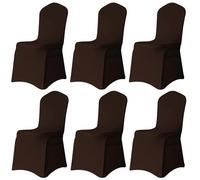 Trimming Shop Lot de 6 housses de chaise en élasthanne avec devant plat en tissu extensible, amovible et lavable pour décoration de mariage, banquet, cérémonie, hôtel, salle à manger, fête