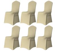 Trimming Shop Lot de 6 housses de chaise en élasthanne polyester extensible sur le devant plat lavable et amovible pour chaise de mariage, banquet, cérémonie et dîner d'hôtel (champagne, lot de 6)