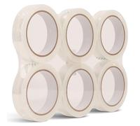Trimming Shop Lot de 6 rouleaux de ruban adhésif transparent de 24 mm x 66 m pour emballage cadeau, emballage, bureau, école et maison, long film d'étanchéité à base de cellulose