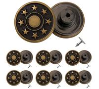 Trimming Shop Lot de 8 Boutons à Clous pour Jeans de 17 mm de Large, Couleur Bronze, avec Motif en étoile, pour remplacer Les Boutons manquants sur Les Jeans, Les Vestes et Les vêtements