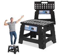 Trimming Shop Marchepied pliable robuste de 22,9 cm avec poignée de transport, surface antidérapante, tabouret de camping portable en plastique pour cuisine, salle de bain, utilisation en intérieur