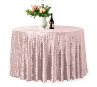Trimming Shop Nappe de table en velours écrasé lavable en polyester pailleté pour table de buffet, mariage, fête d'anniversaire, dîner de vacances, rose 228,6 cm