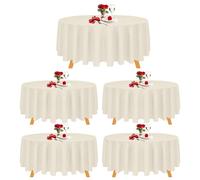 Trimming Shop Nappe de Table Ronde avec Lin Banquet Poly sans Couture Nappe pour Restaurant, Dîner,Anniversaire,Chandelles Dîner, Fête, Marriage, 120 Pouce - Ivoire, 120"