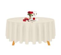 Trimming Shop Nappe en Polyester Ronde en Ivoire, 132 "Couvercle de Table de Lin Premium, Tissu Lavable Table de Table pour Mariages, banquets, fêtes, Table à Manger, 1pc