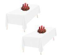 Trimming Shop Nappe rectangulaire blanche en polyester, 178 cm x 366 cm - Nappe de qualité supérieure en lin - Lavable - Pour table à manger, banquet, mariage, Noël, anniversaire, fêtes, lot de 2