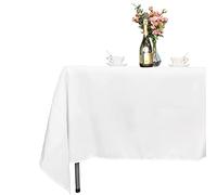 Trimming Shop Nappe rectangulaire en coton et polyester, de qualité supérieure, lavable, pour salle à manger, banquets, mariages, fêtes, blanc, 152,4 x 259,1 cm