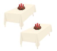 Trimming Shop Nappe rectangulaire en polyester ivoire de qualité supérieure, 177,8 x 365,8 cm, Lot de 2 nappes en lin lavables pour table à manger, banquet, mariage, Noël, anniversaire, fêtes