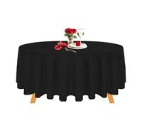 Trimming Shop Nappe Ronde Noire en Polyester Housse de Table en Lin de qualité supérieure de 90 Pouces, Nappe en Tissu Lavable pour Mariages, banquets, fêtes, Table à Manger, 1 pièce