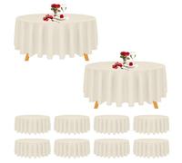 Trimming Shop Nappe Tissu Premium Qualité Durable Table Housse Décoration Mariage Banquets Corporate Fêtes Fêtes - Ivoire, 335cm Rond - Lot de 10