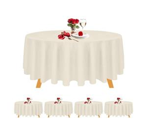 Trimming Shop Nappe Tissu Premium Qualité Durable Table Housse Décoration Mariage Banquets Corporate Fêtes Fêtes - Ivoire, 335cm Rond - Lot de 5