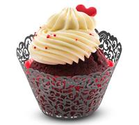 Trimming Shop Noir Cupcake D 'em Ballage Papier Muffin Support Tasses, Gâteau Tasses Dentelle Coupe Doublure Cuisson Tasse, Mini Revêtements pour Anniversaires, Mariages, Événements Spéciaux, 25pcs