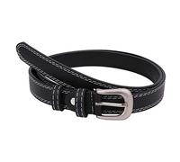 Trimming Shop Noir Hommes Ceinture avec Argent Broche Boucle, 20mm Large Réglable PU Cuir Étroit Ceinture Pour Jean, Pantalon, Décontracté& Habillé Vêtement, Accessoire Mode - Noir, Large (33" - 38")
