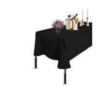 Trimming Shop Noir rectangulaire de Coton-Polyester Nappe de Polyester, Couvercle de Table de draps Premium de 70 "x 144", Tissu de Tissu Lavable pour Mariages, banquets, fêtes, Table à Manger, 1pc