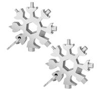 Trimming Shop Outil multifonction 18 en 1 en forme de flocon de neige argenté avec porte-clés - Tournevis plat et cruciforme llen, décapsuleur, trou de adget de voyage et d'aventure pour