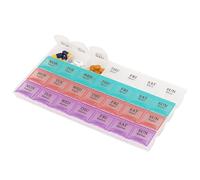 Trimming Shop Pilulier hebdomadaire 7 jours AM/PM - Couleur pastel transparent, 28 compartiments avec couvercles à pression, boîte de rappel anti-humidité
