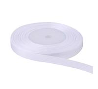 Trimming Shop Rouleau de ruban blanc - 15 mm x 25 m - Satin double face aux couleurs vives - 100 % polyester - pour emballage cadeau, décoration, loisirs créatifs - Lavable en machine