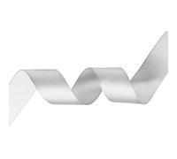 Trimming Shop Rouleau de ruban blanc - 25 mm x 25 m - Satin double face aux couleurs vives - 100% polyester - pour emballage cadeau, décoration, loisirs créatifs - Lavable en machine