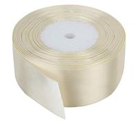 Trimming Shop Rouleau de ruban crème - 50 mm x 25 m - Satin double face aux couleurs vives - 100 % polyester - pour emballage cadeau, décoration, arts et loisirs créatifs - Lavable en machine