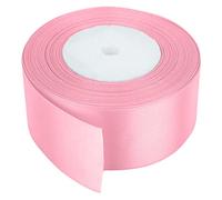 Trimming Shop Rouleau de ruban rose poudré - 50 mm x 25 m - Satin double face aux couleurs vives - 100 % polyester - pour emballage cadeau, décoration, loisirs créatifs - Lavable en machine