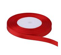 Trimming Shop Rouleau de ruban rouge - 6 mm x 25 m - Satin double face aux couleurs vives - 100 % polyester - pour emballage cadeau, décoration, loisirs créatifs - Lavable en machine