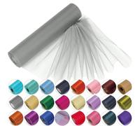 Trimming Shop Rouleau de Tissu Transparent en Organza argenté de 29 cm x 25 m - Tissu décoratif élégant pour nœuds de Chaise de Mariage, chemins de Table, Cadeaux de fête