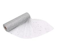 Trimming Shop Rouleau de tulle à paillettes pour tutu, décoration de mariage, sapin de Noël, emballage cadeau, couronne de Noël, décoration de fête, argenté - 28 cm x 27 m