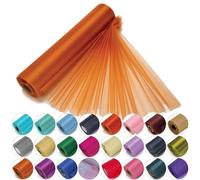 Trimming Shop Rouleau d'organza transparent à paillettes pour salle de mariage, nœud et écharpe de chaise, chemin de table, Noël, décoration de fête - Orange clair (25 m x 29 cm)
