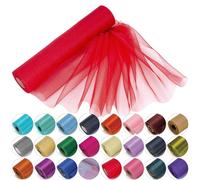 Trimming Shop Rouleau en Organza Snow Sheer, 25 m x 29 cm, pour Chaise, écharpe, Chemin de Table, décoration de fête de Noël et de Mariage, projets de Bricolage, Rouge