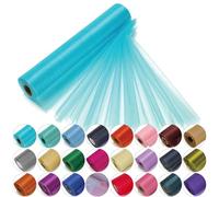 Trimming Shop Rouleau en Organza Snow Sheer, 25 m x 29 cm, pour Chaise, écharpe, Chemin de Table, décoration de fête de Noël et de Mariage, projets de Bricolage, Bleu Aqua