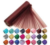 Trimming Shop Rouleau en Organza Snow Sheer, 25 m x 29 cm, pour Chaise, écharpe, Chemin de Table, décoration de fête de Noël et de Mariage, projets de Bricolage, Bourgogne