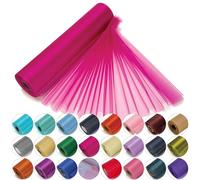 Trimming Shop Rouleau en Organza Snow Sheer, 25 m x 29 cm, pour Chaise, écharpe, Chemin de Table, décoration de fête de Noël et de Mariage, projets de Bricolage, Rose Vif
