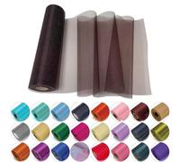 Trimming Shop Rouleau en Organza Snow Sheer, 25 m x 29 cm, pour Chaise, écharpe, Chemin de Table, décoration de fête de Noël et de Mariage, projets de Bricolage, Marron Foncé