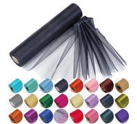 Trimming Shop Rouleau en Organza Snow Sheer, 25 m x 29 cm, pour Chaise, écharpe, Chemin de Table, décoration de fête de Noël et de Mariage, projets de Bricolage, Noir
