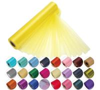 Trimming Shop Rouleau en Organza Snow Sheer, 25 m x 29 cm, pour Chaise, écharpe, Chemin de Table, décoration de fête de Noël et de Mariage, projets de Bricolage, Jaune