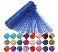 Trimming Shop Rouleau en Organza Snow Sheer, 25 m x 29 cm, pour Chaise, écharpe, Chemin de Table, décoration de fête de Noël et de Mariage, projets de Bricolage, Bleu Royal