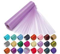 Trimming Shop Rouleau en Organza Snow Sheer, 25 m x 29 cm, pour Chaise, écharpe, Chemin de Table, décoration de fête de Noël et de Mariage, projets de Bricolage, Violet Clair
