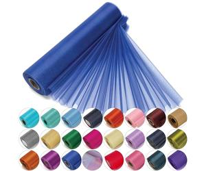 Trimming Shop Rouleau en Organza Snow Sheer, 25 m x 29 cm, pour Chaise, écharpe, Chemin de Table, décoration de fête de Noël et de Mariage, projets de Bricolage, Bleu Royal